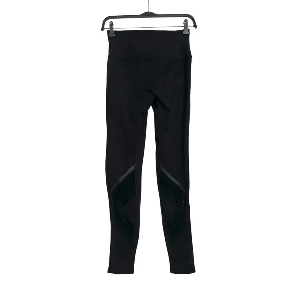 ALO Yoga Moto Mesh Paneled Black High Rise Leggings MEDIUM